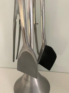 Italian 4 Piece Cast Aluminum Fuego Fireplace Tools