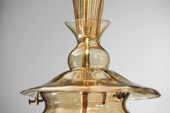 Italian 40s/50s smoked Murano glass lantern chandelier