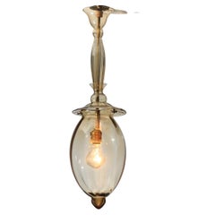 Italian 40s/50s smoked Murano glass lantern chandelier
