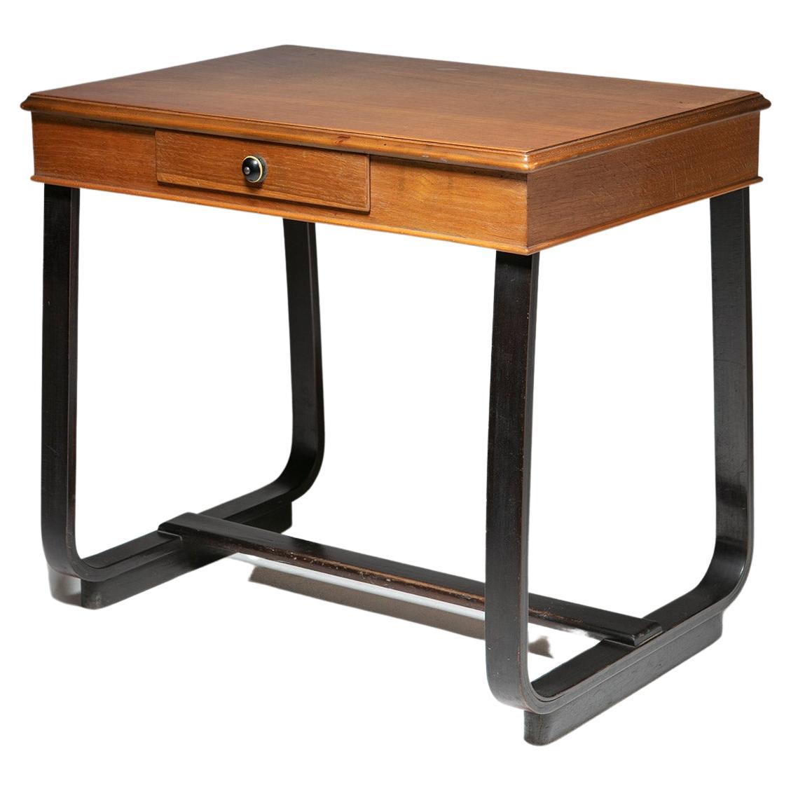 Rationalist Compact Plywood Desk with Drawer, Italy 1940s