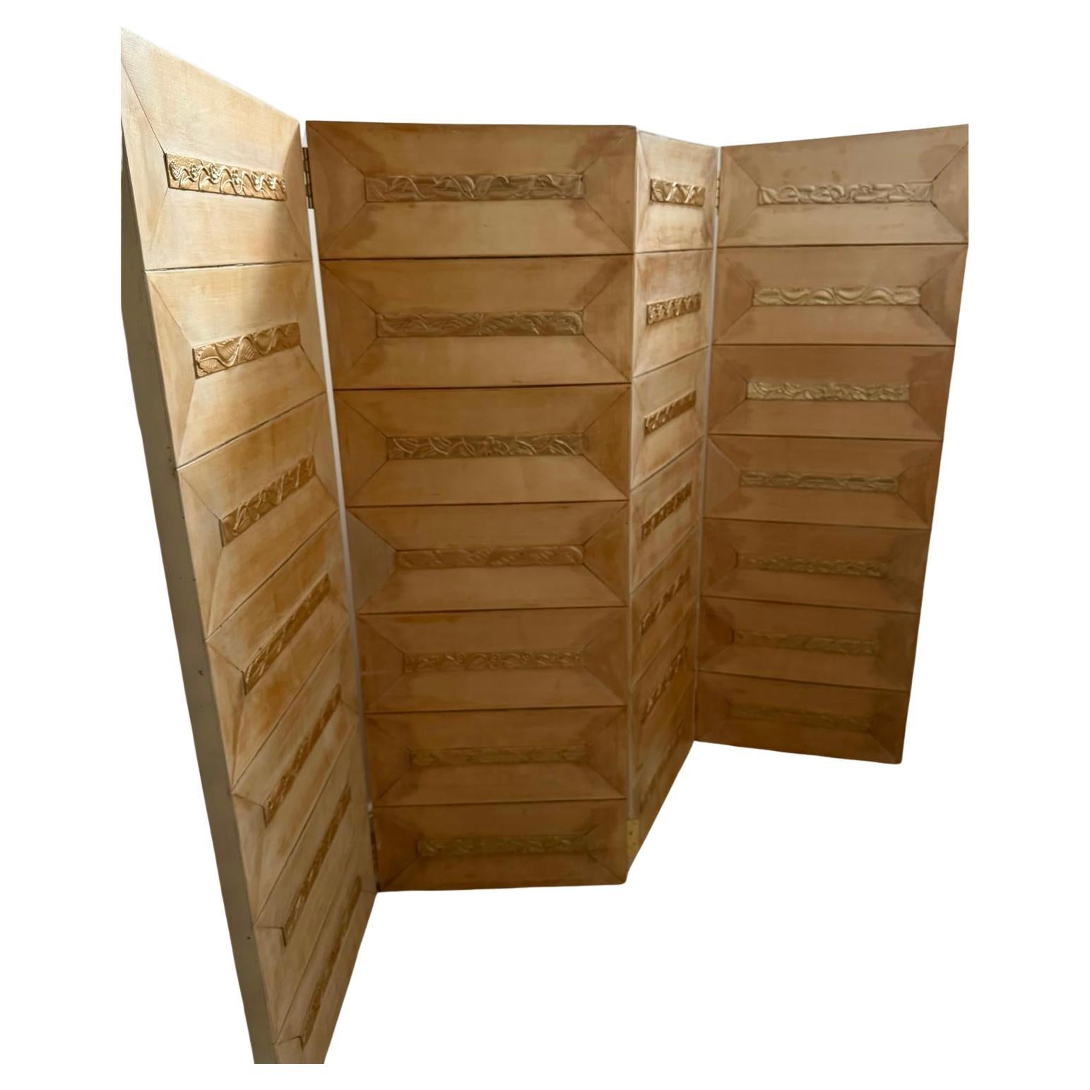 Italian 40's Four Panel Screen By G.Gariboldi