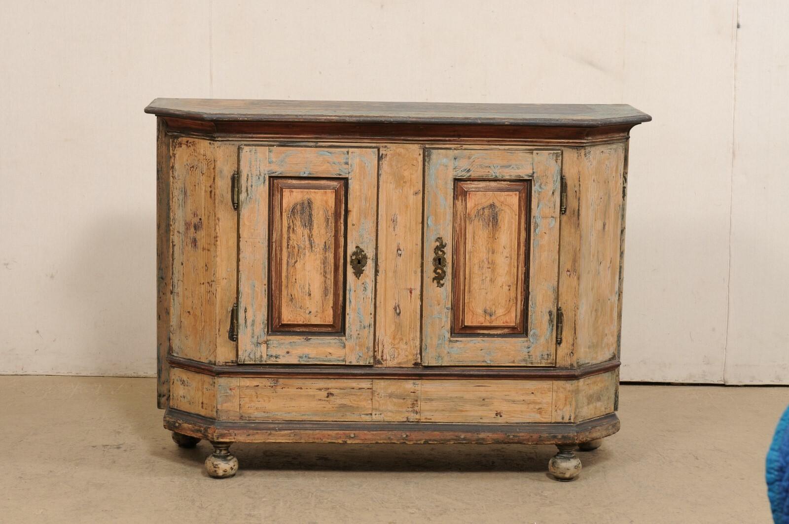 Italian 4.5 Ft. Wide Two-Door Wooden Credenza, Early 19th C. For Sale 7