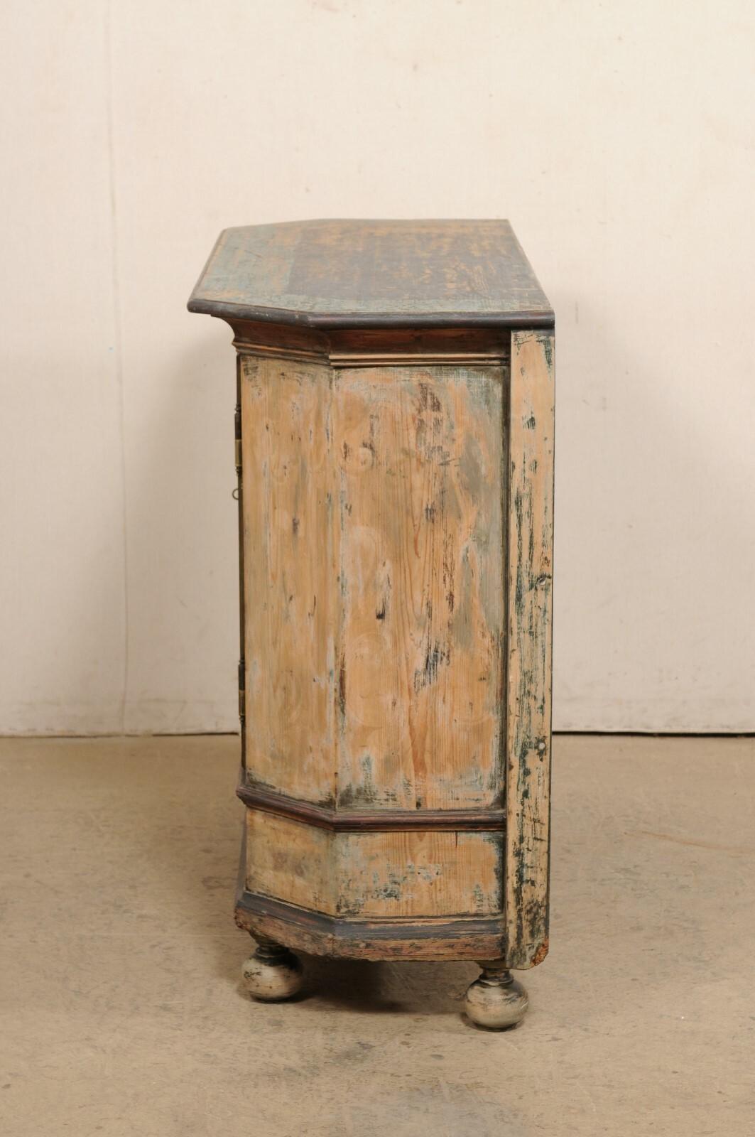 Italian 4.5 Ft. Wide Two-Door Wooden Credenza, Early 19th C. For Sale 4