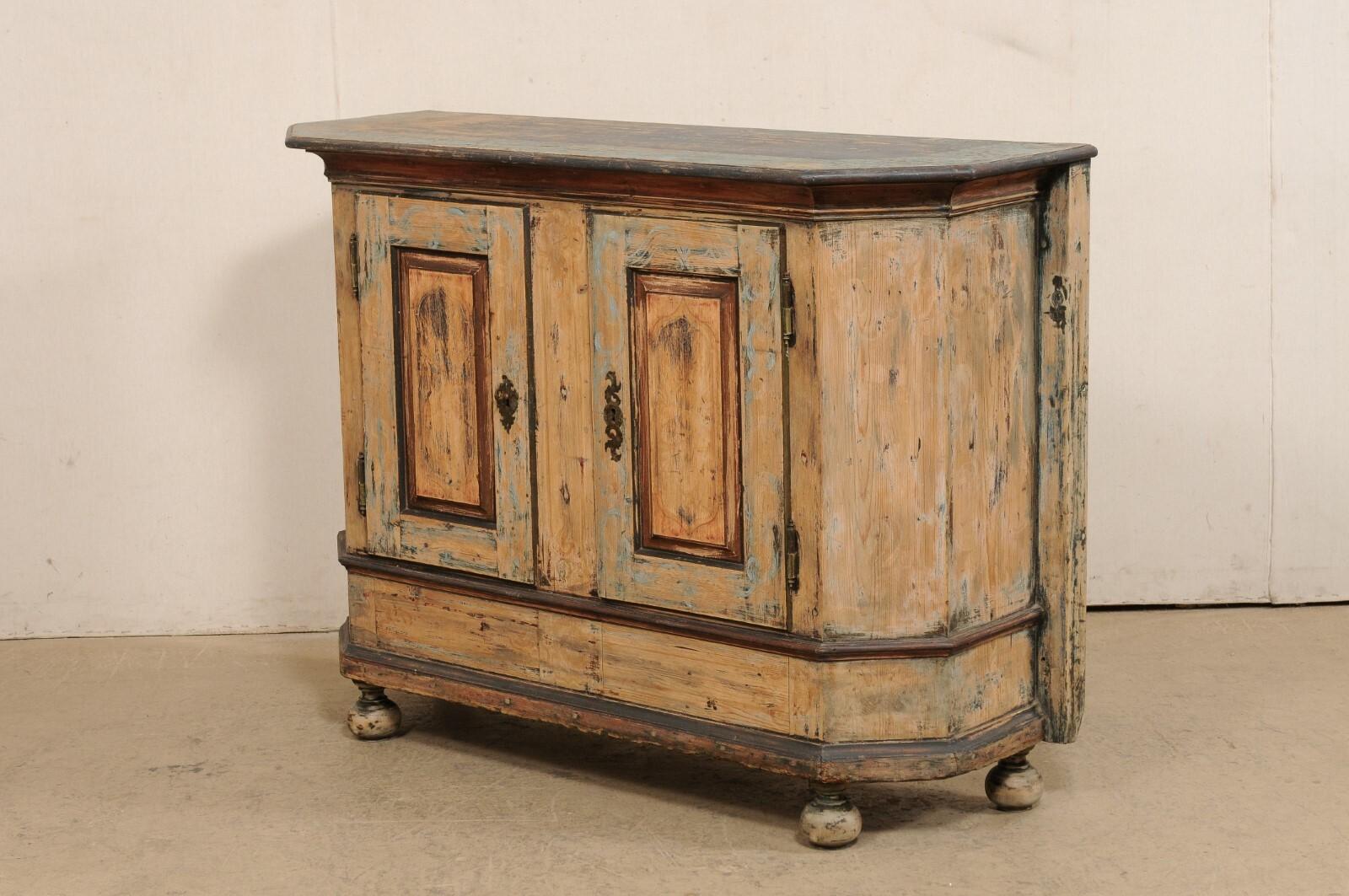Italian 4.5 Ft. Wide Two-Door Wooden Credenza, Early 19th C. For Sale 5
