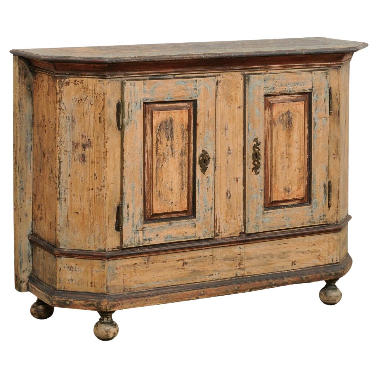 Italian 4.5 Ft. Wide Two-Door Wooden Credenza, Early 19th C. For Sale