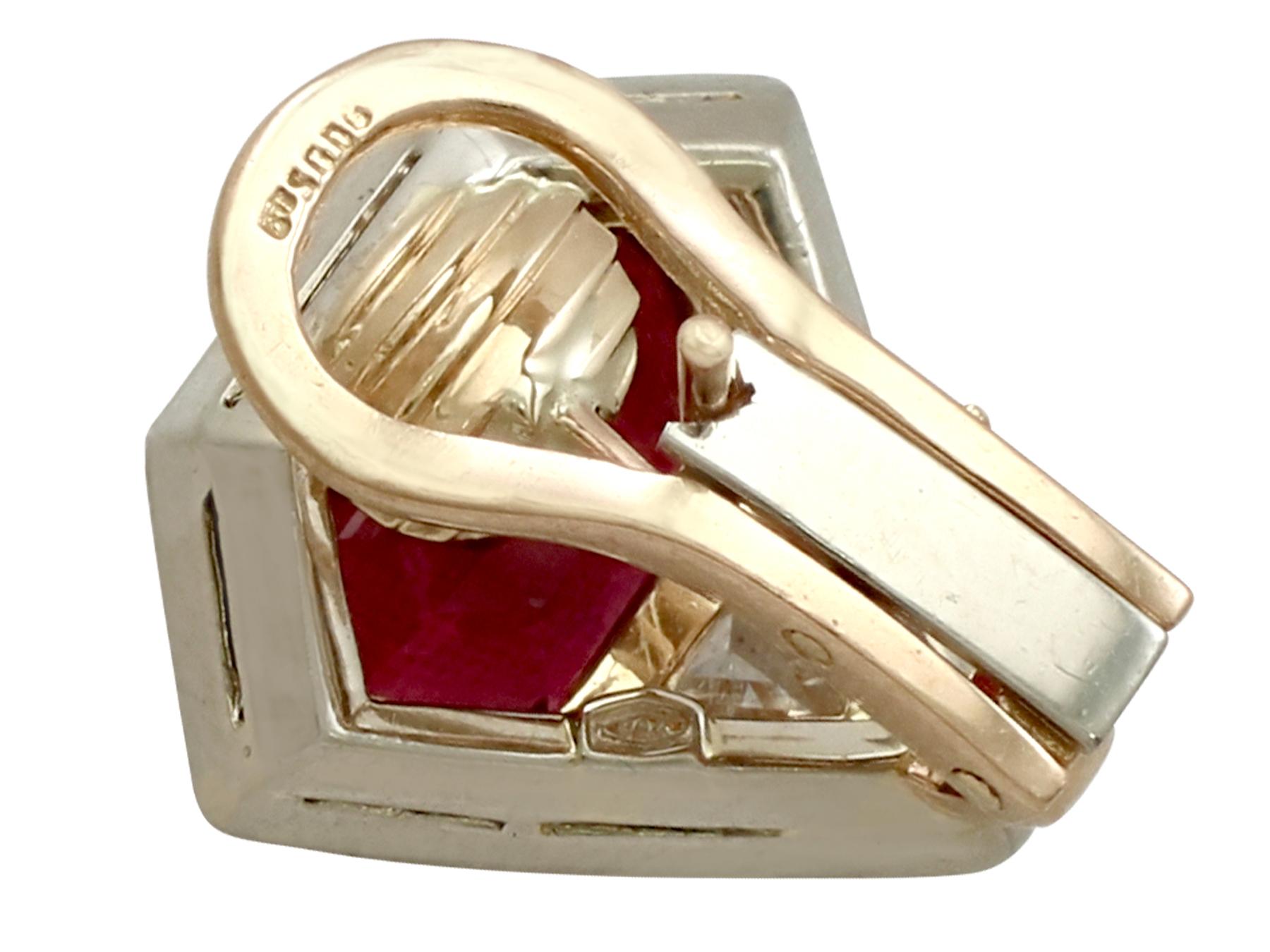 Women's or Men's Italian 4.82 Carat Pink Tourmaline and Diamond Gold Earrings