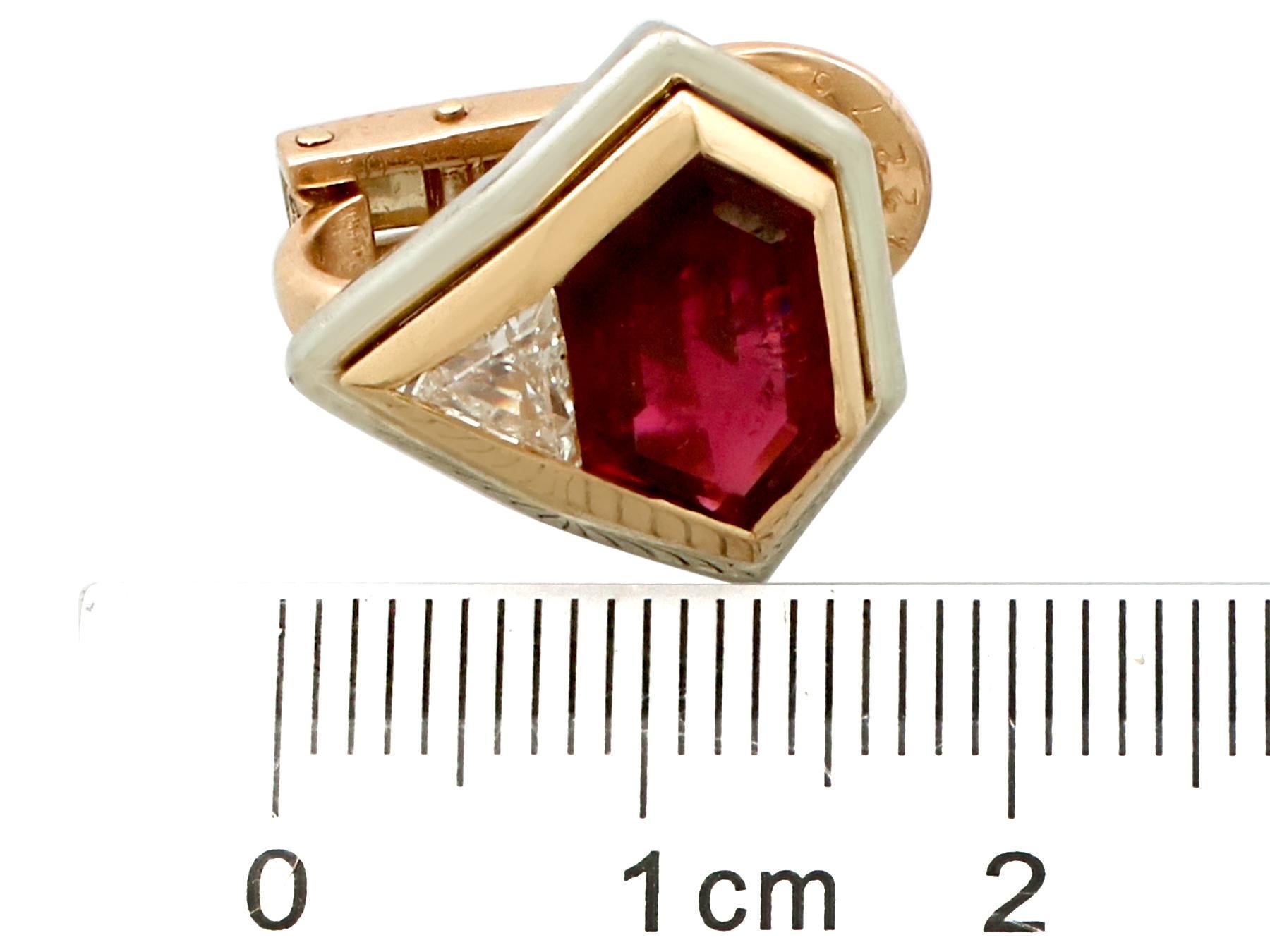 Italian 4.82 Carat Pink Tourmaline and Diamond Gold Earrings 1
