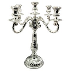 Chandelier italien à 5 lumières en argent massif 800 style Torchon