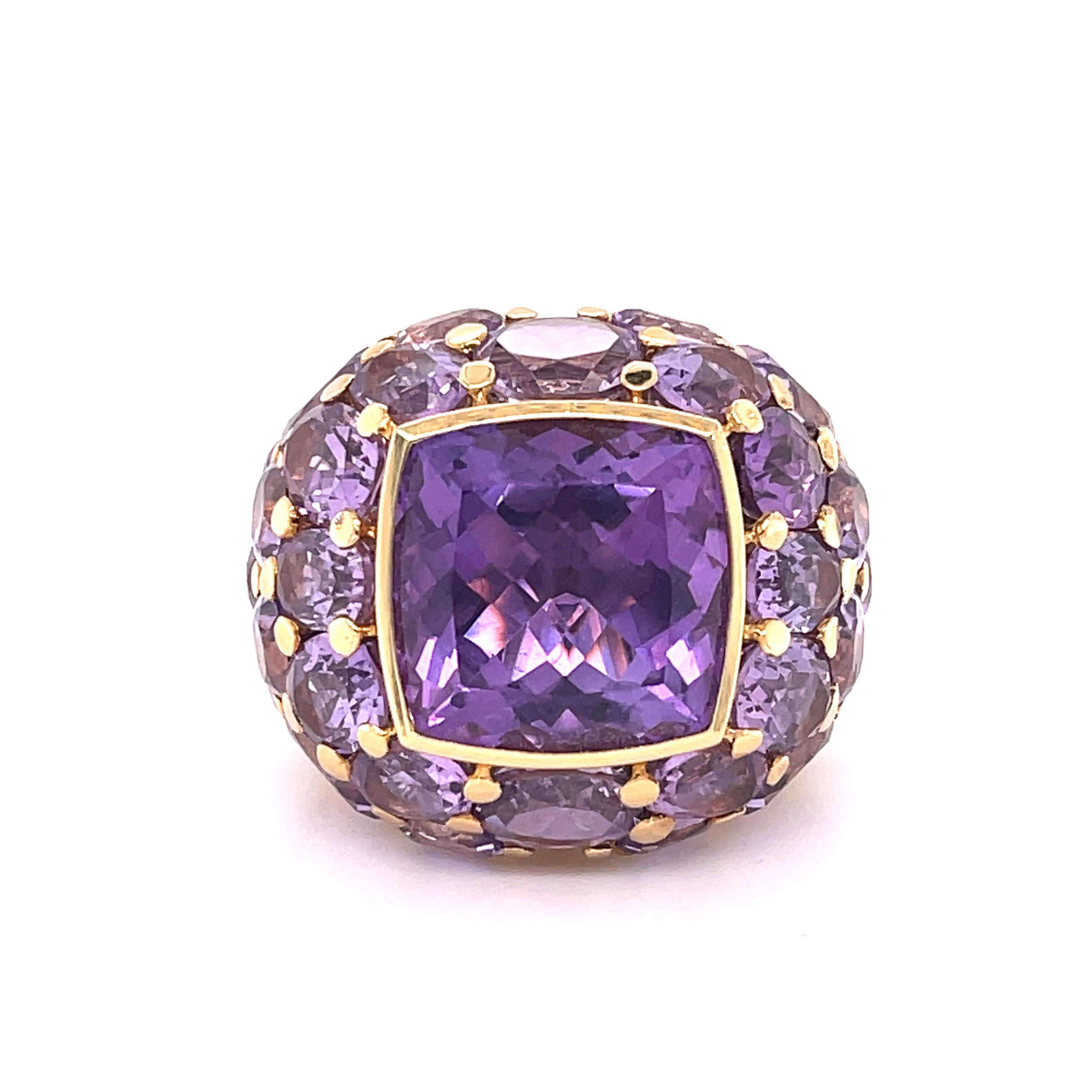 Italian 50 Carats Amethyst Gold Ring by Mimi In Good Condition In Carlsbad, CA