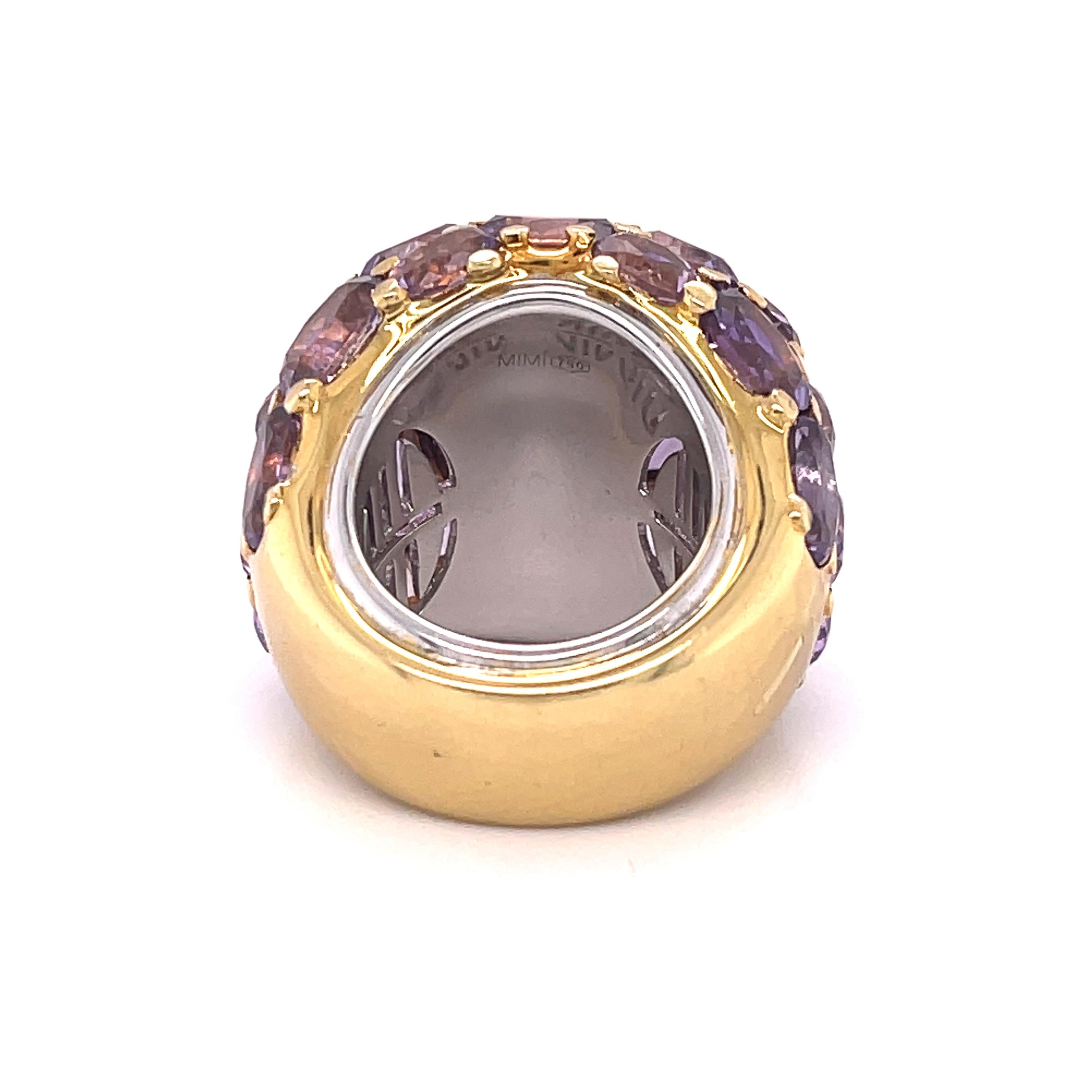 Women's Italian 50 Carats Amethyst Gold Ring by Mimi