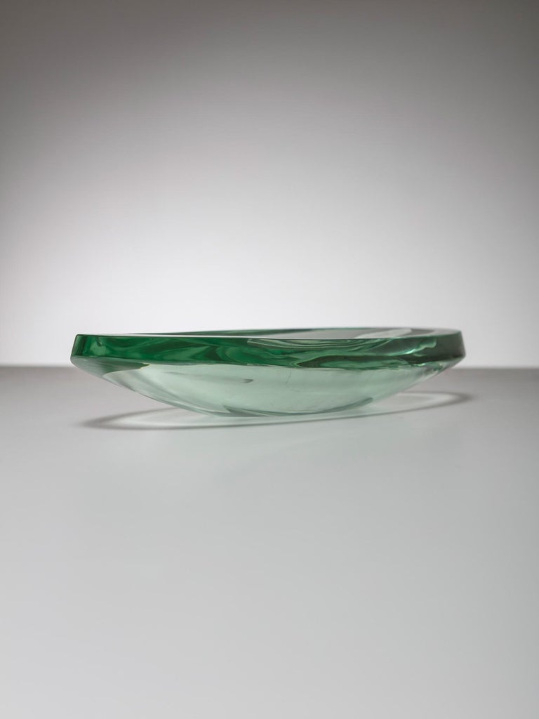 Italian 50s Green Nile Glass Tray For Sale at 1stDibs