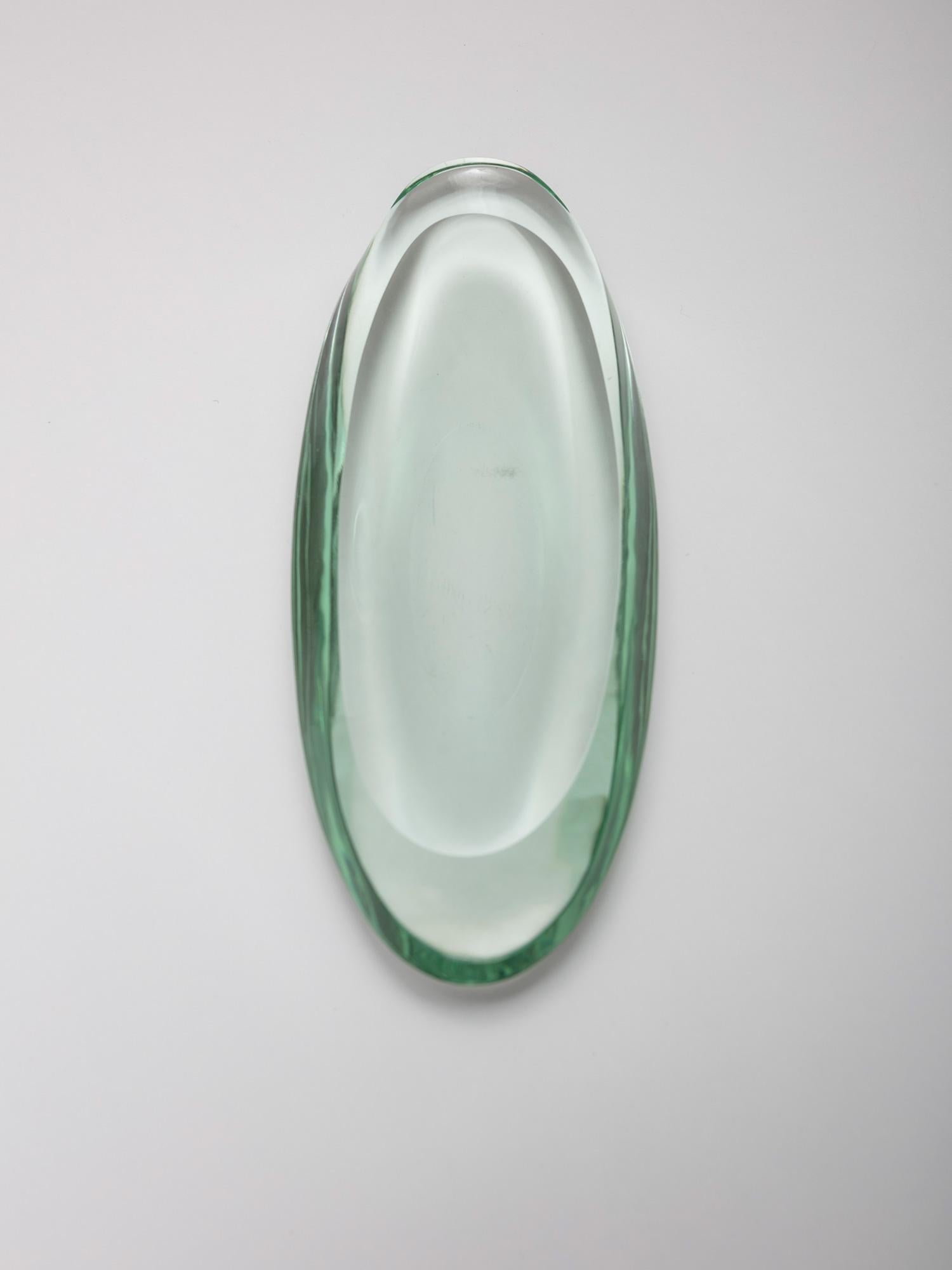 Italian 50s Green Nile Glass Tray In Good Condition In Milan, IT