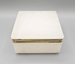 Italian 50s Mid Century Hand Carved White Alabaster Hinged Trinket / Jewelry Box
