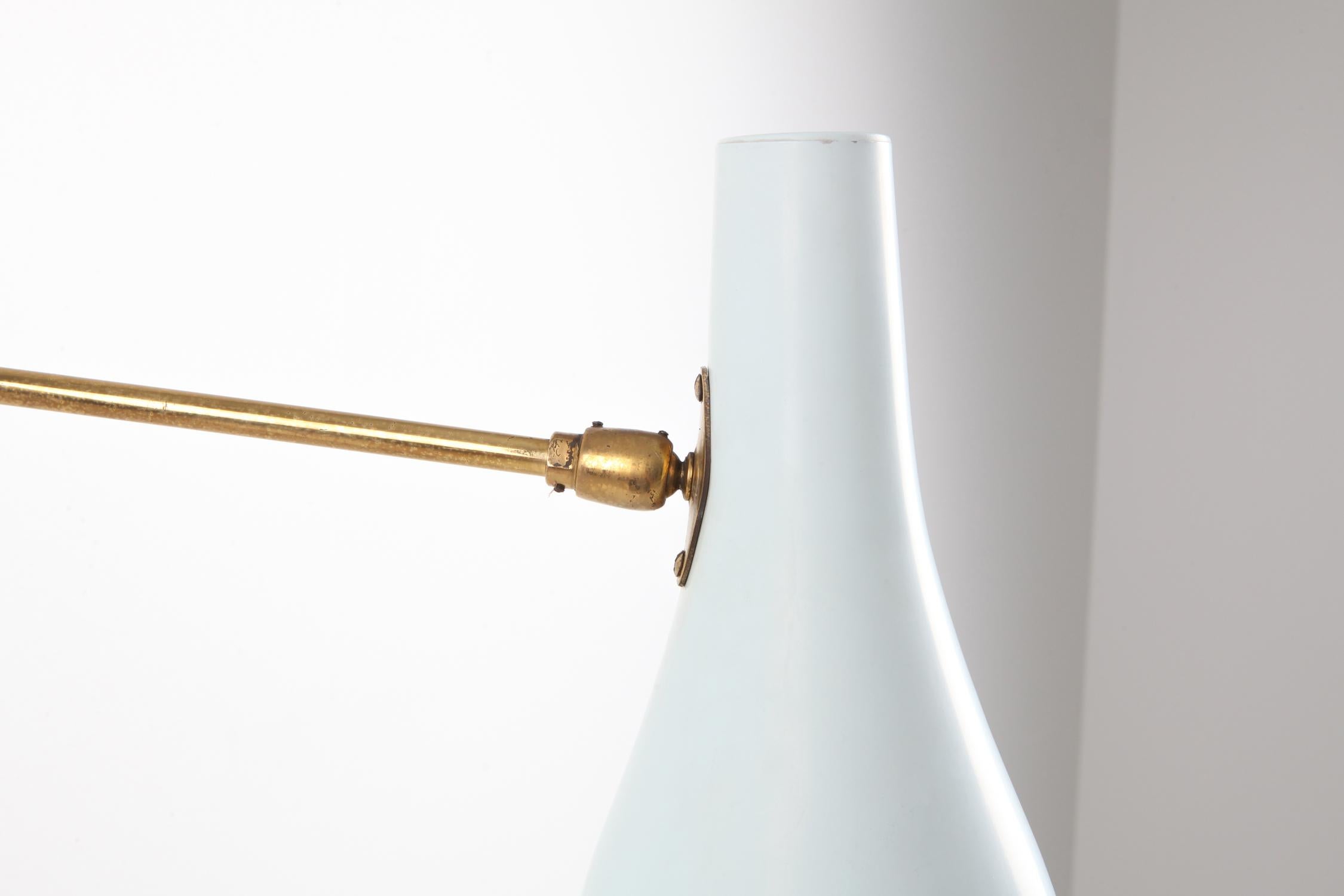 20th Century Italian 1950s Wall Sconce in Baby Blue and Brass