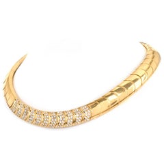 Italian 5.40 Carats Diamond 18K Gold Collar Choker Necklace