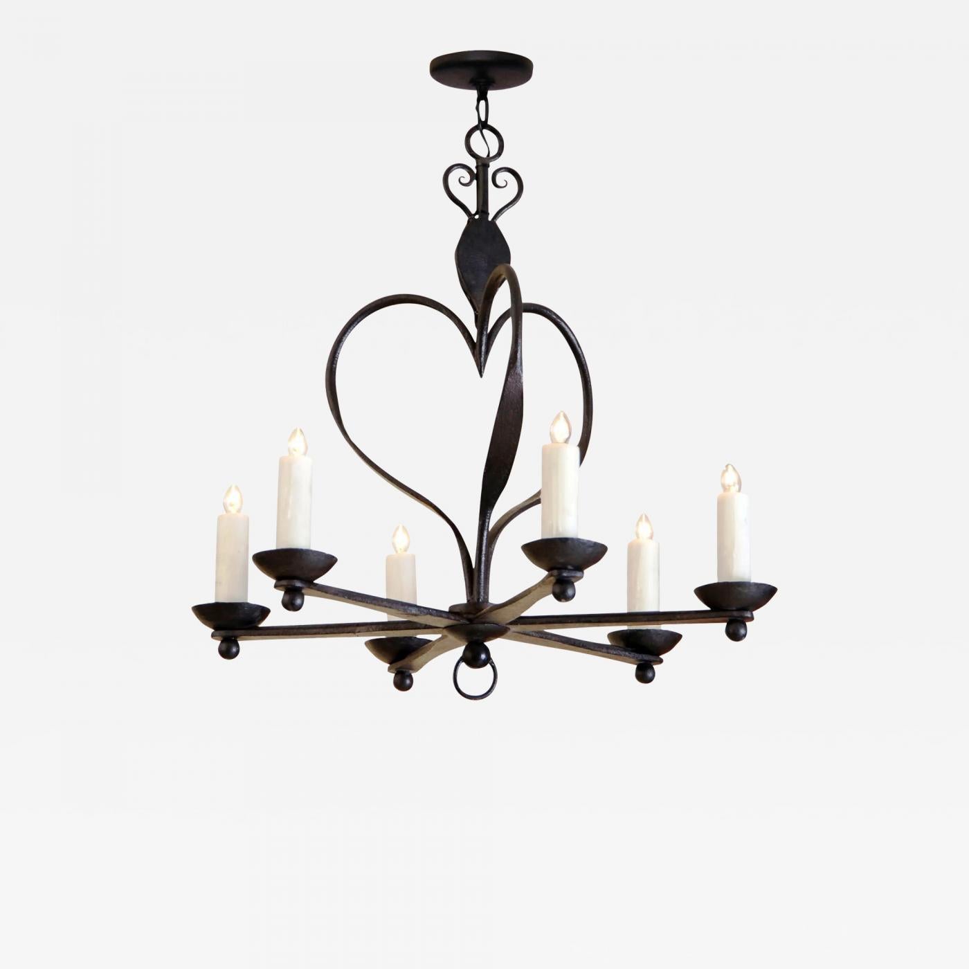 Americano Lampadario italiano a 6 bracci in ferro battuto di Randy Esada Designs per PROSPR in vendita