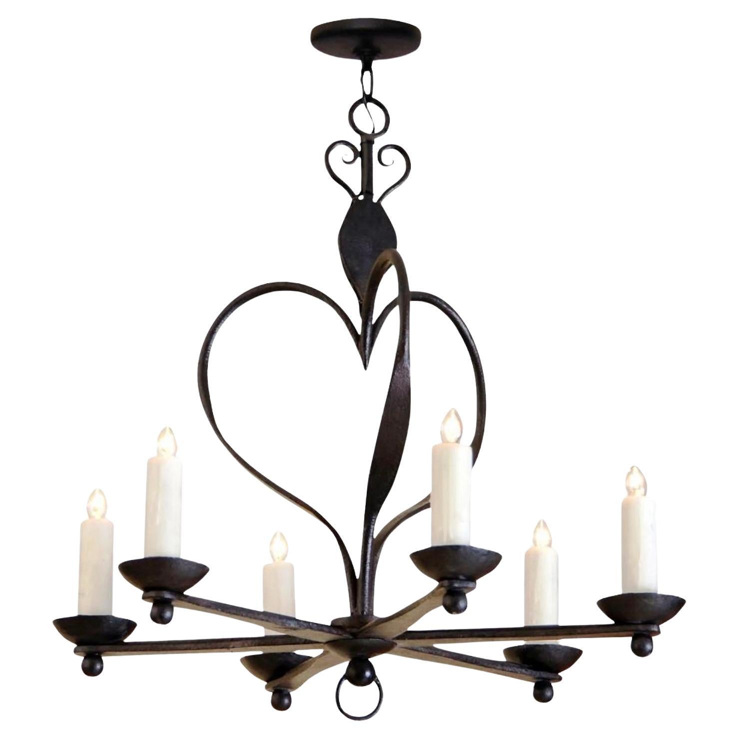 Lampadario italiano a 6 bracci in ferro battuto di Randy Esada Designs per PROSPR in vendita