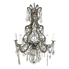 Italian 6-Light Crystal Beaded Chandelier C. 1930