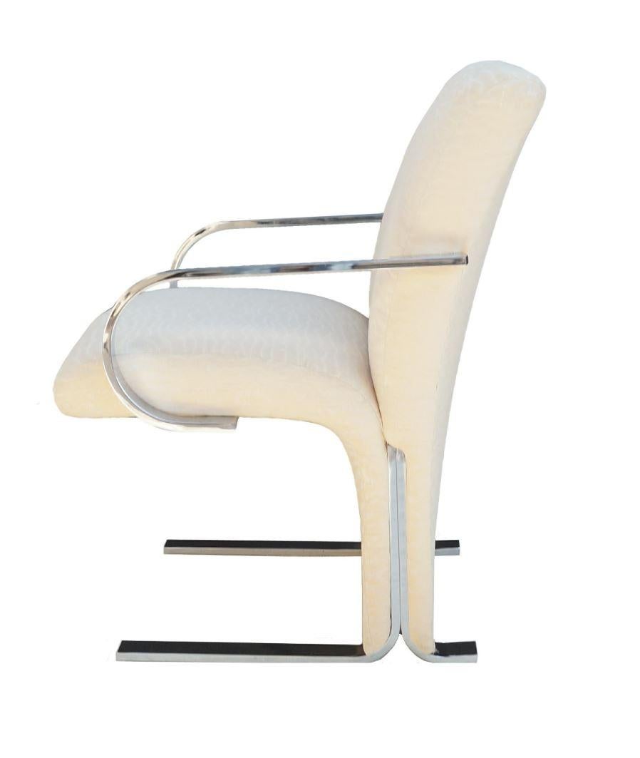 Italian 6 Mid-Century Modern Contemporary Cantilever Chrome Dining Room Chairs (chaises de salle à manger) en vente 4