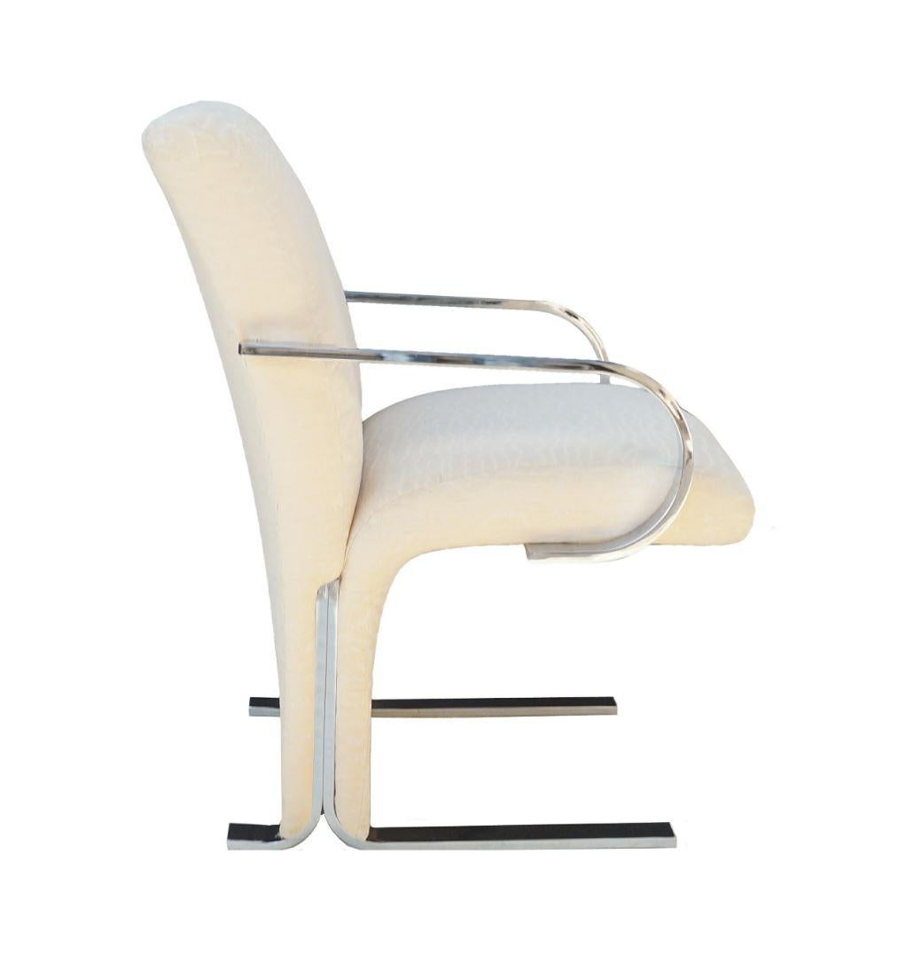 Italian 6 Mid-Century Modern Contemporary Cantilever Chrome Dining Room Chairs (chaises de salle à manger) en vente 5