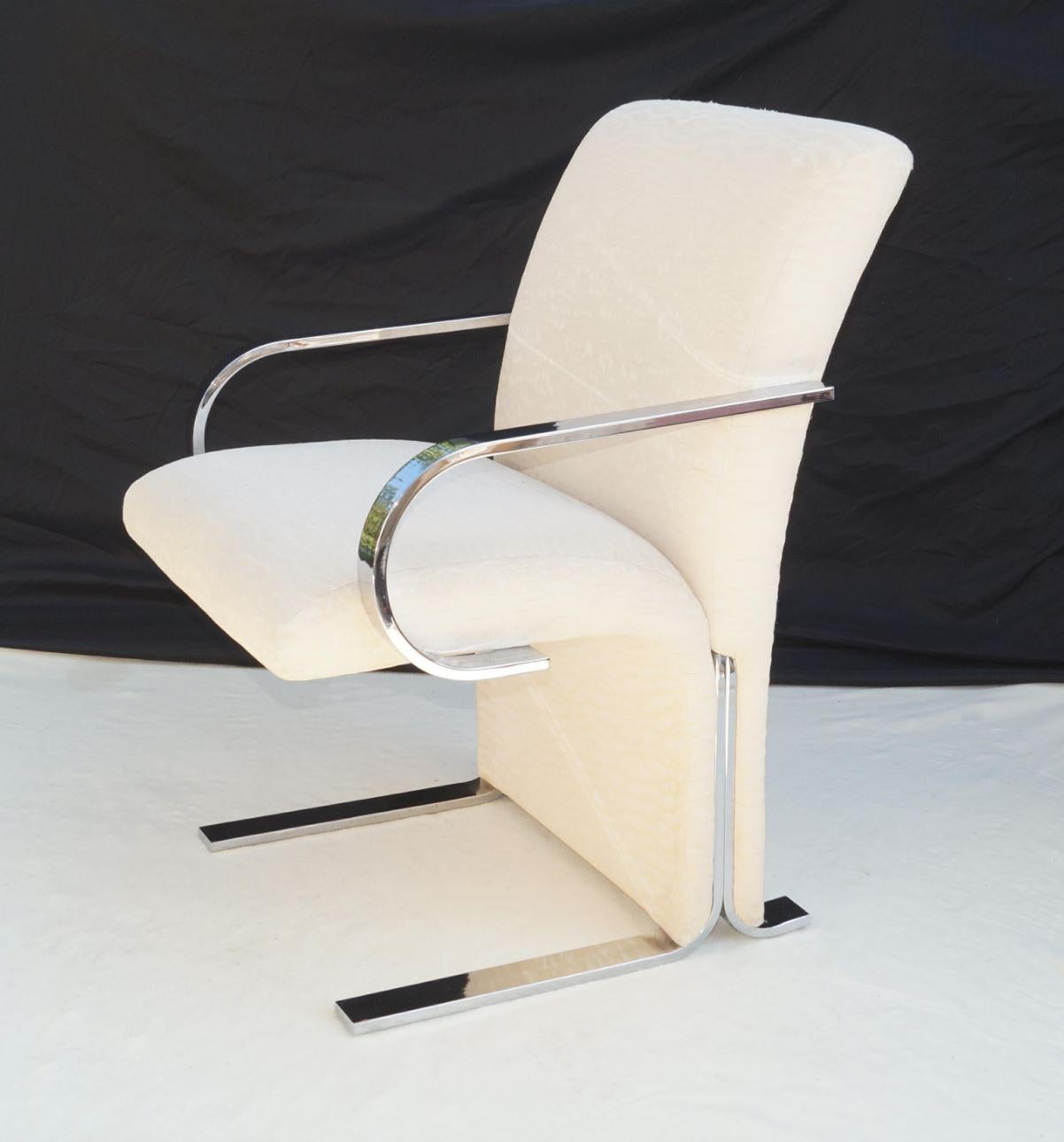 Italian 6 Mid-Century Modern Contemporary Cantilever Chrome Dining Room Chairs (chaises de salle à manger) en vente 6