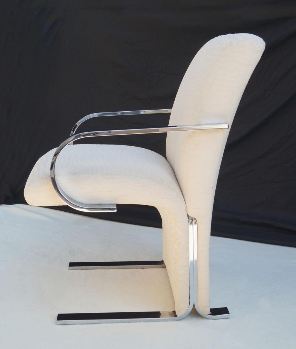 Italian 6 Mid-Century Modern Contemporary Cantilever Chrome Dining Room Chairs (chaises de salle à manger) en vente 7
