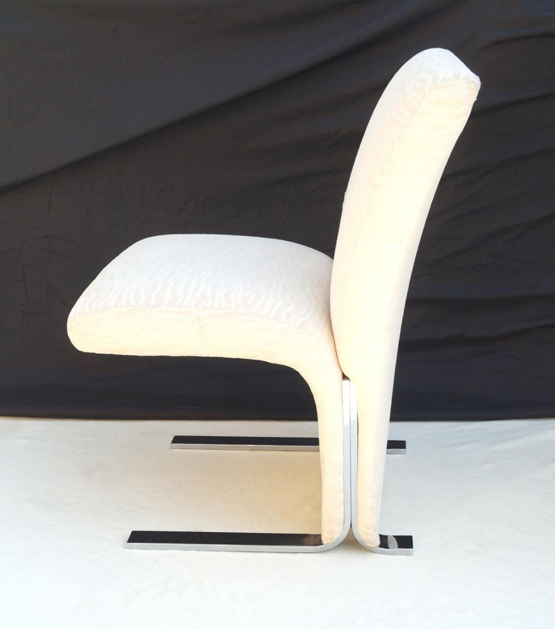 Métal Italian 6 Mid-Century Modern Contemporary Cantilever Chrome Dining Room Chairs (chaises de salle à manger) en vente