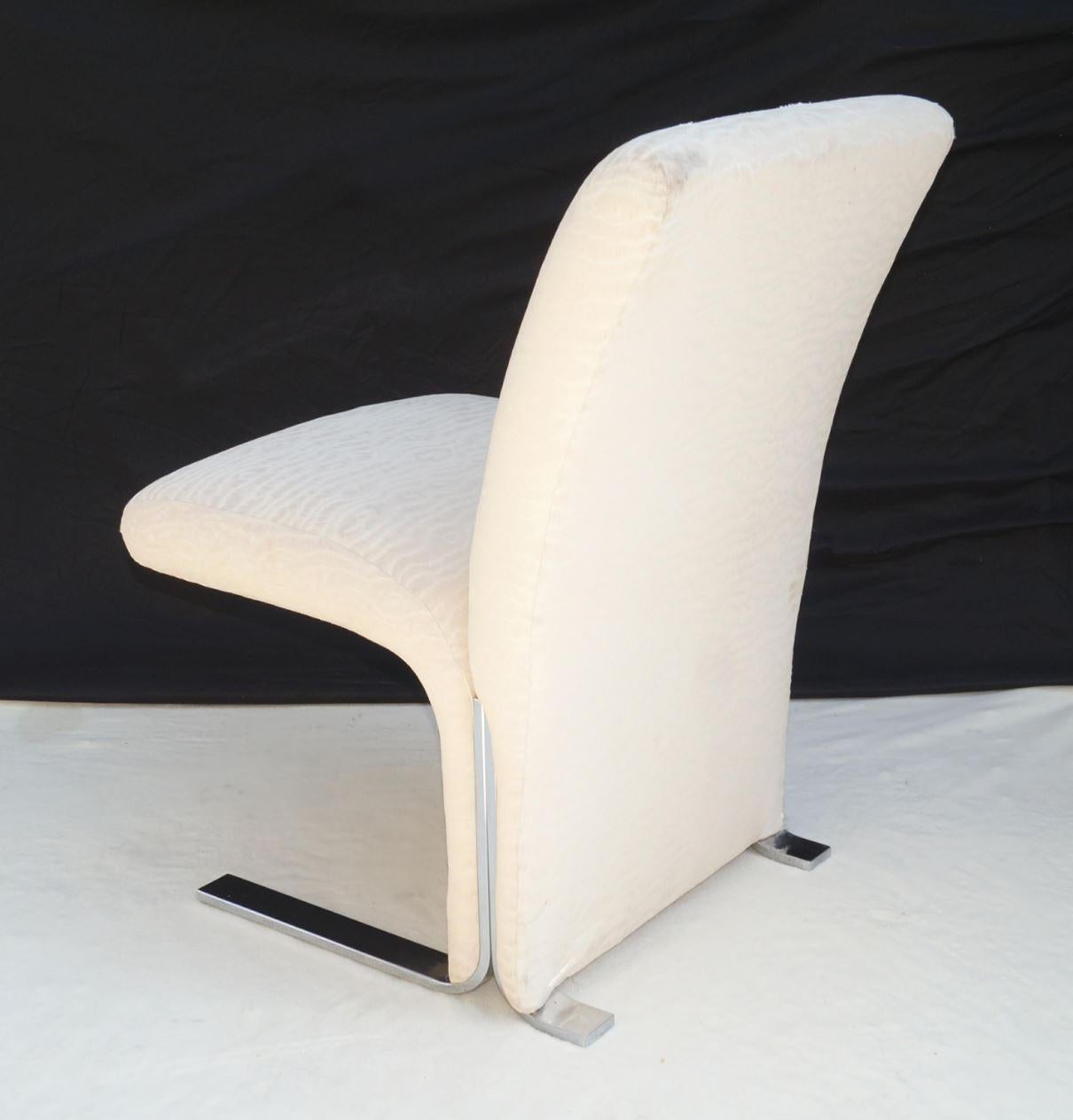 Italian 6 Mid-Century Modern Contemporary Cantilever Chrome Dining Room Chairs (chaises de salle à manger) en vente 1