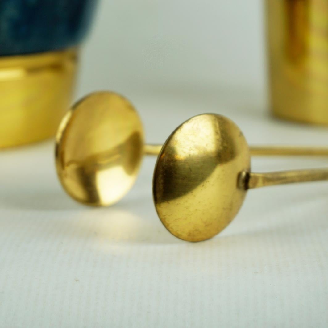 Italian 1960s Brass and blue Goatskin Cocktail Set by Aldo Tura for Macabo 1