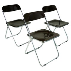 Italian 60s Brown Plia Folding Chairs by G. Piretti for Castelli