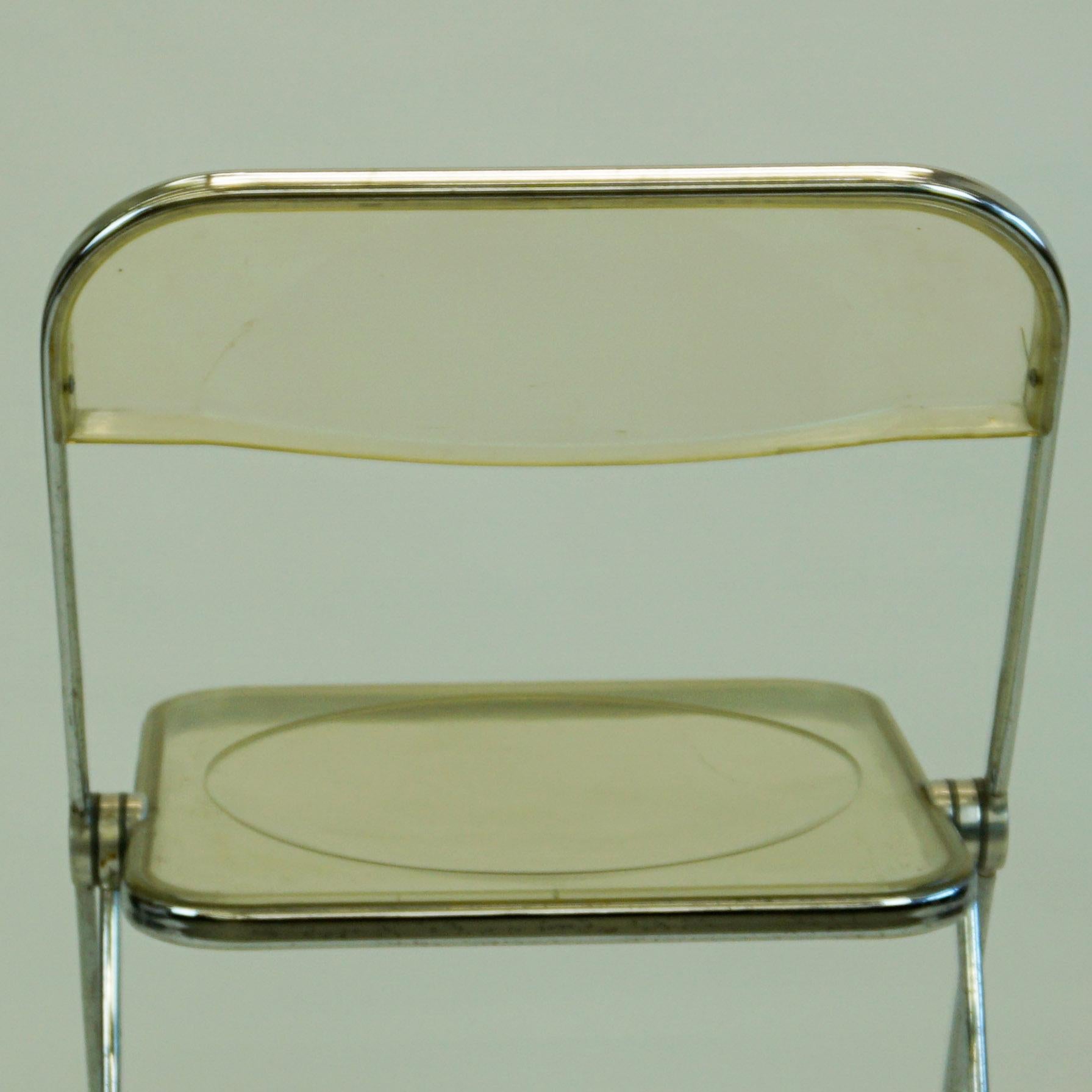 Italian 1960s Chrome and Lucite Plia Folding Chairs by G. Piretti for Castelli 5