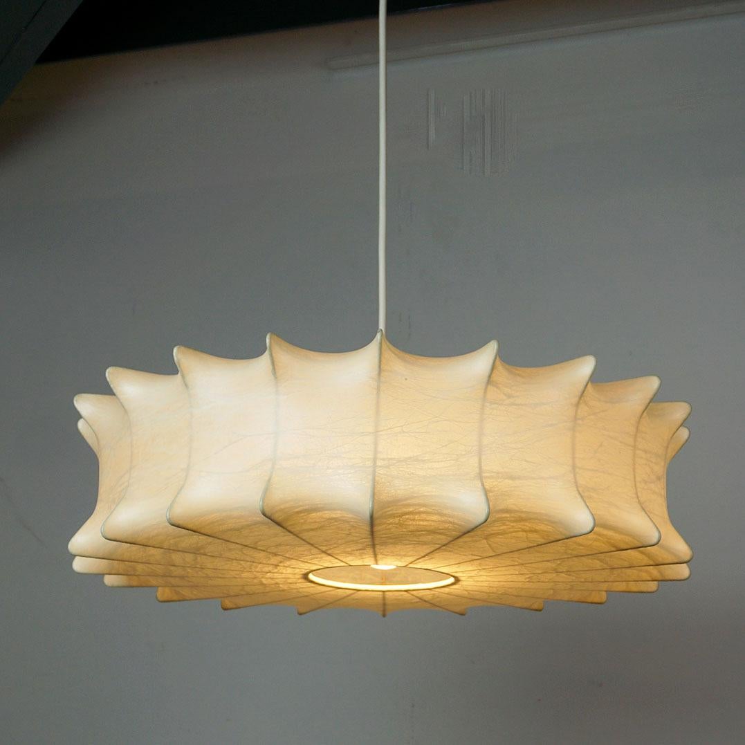 Mid-Century Modern Italian 60s Cocoon Pendant Lamp attr. to Castiglioni for Flos