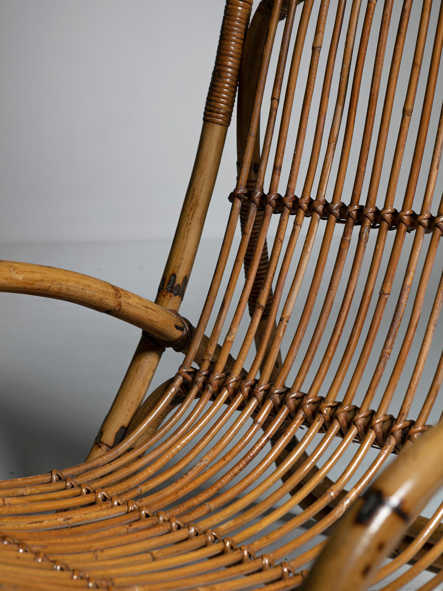 Wicker Italian 1960s Easy Chair