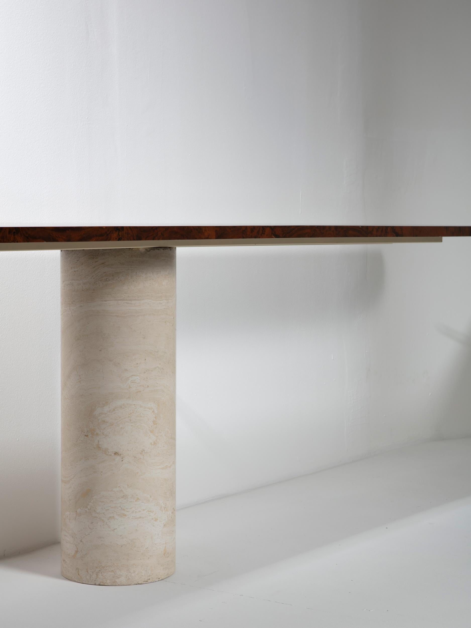 Mid-Century Modern Italian 1960s Large Console with Travertine Base