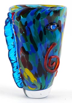 Italian 60's Murano Glass Abstract Picasso Style Face Vase