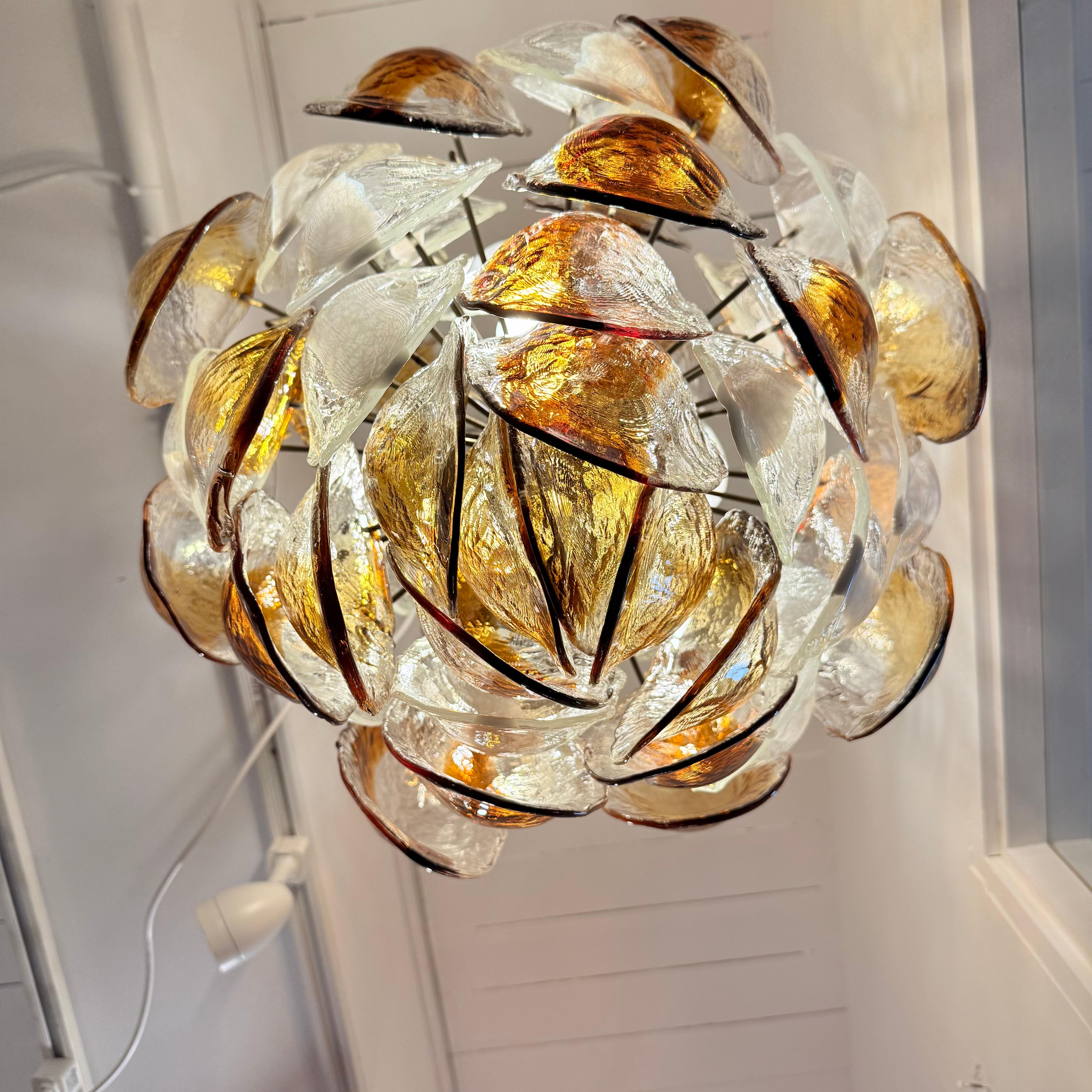 Vetro artistico Lampada a sospensione italiana anni '60 di Mazzega in vendita