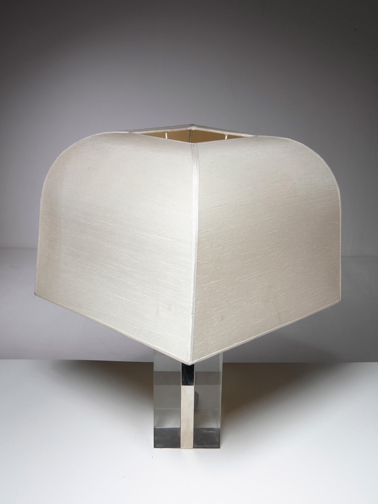 Mid-20th Century Chrome and Plexiglass Table Lamp, Italy, 1960s For Sale