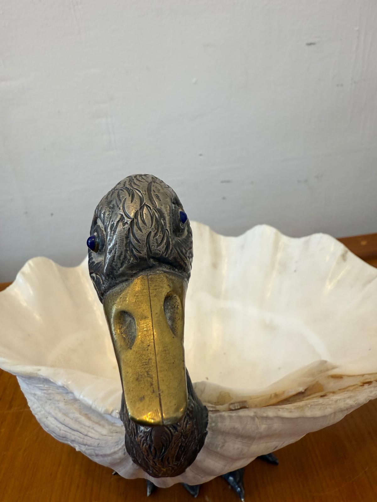 Pato de concha de almeja italiano plateado de los años 60 Por Gabriella Binazzi mediados del siglo XX en venta