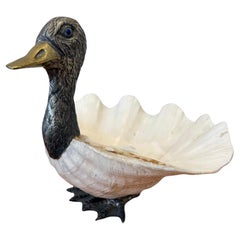 Duck de palourde en métal argenté des années 60 par Gabriella Binazzi