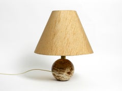 Italian 60s table lamp made of heavy marble and with a large silk lampshade