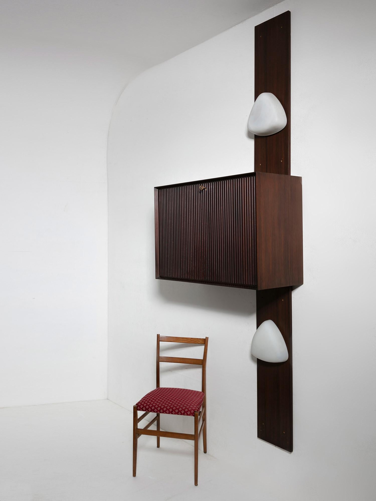 Wall Mounted Wood Dry Bar, Italy, 1960s 5