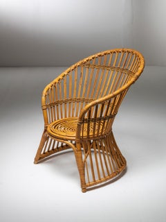 Silla italiana de mimbre de los años 60 al estilo de Marco Zanuso