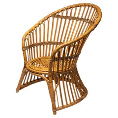 Silla italiana de mimbre de los años 60 al estilo de Marco Zanuso
