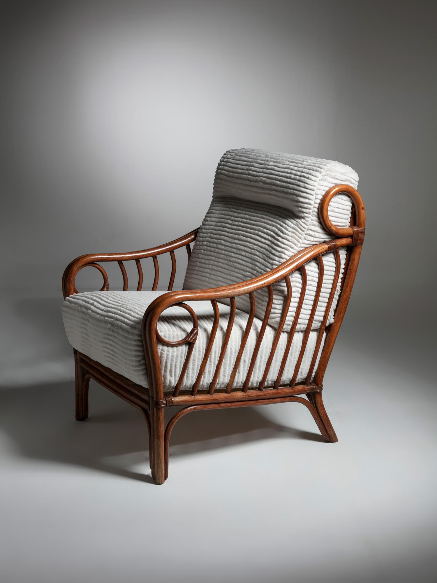 Italian 1960s Wicker Lounge Chair