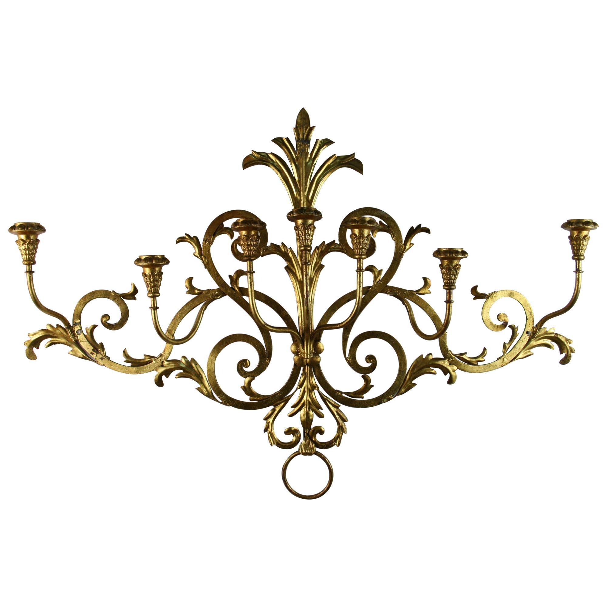 Italian 7 Lite Wall Candle Sconce or Sculpture For Sale