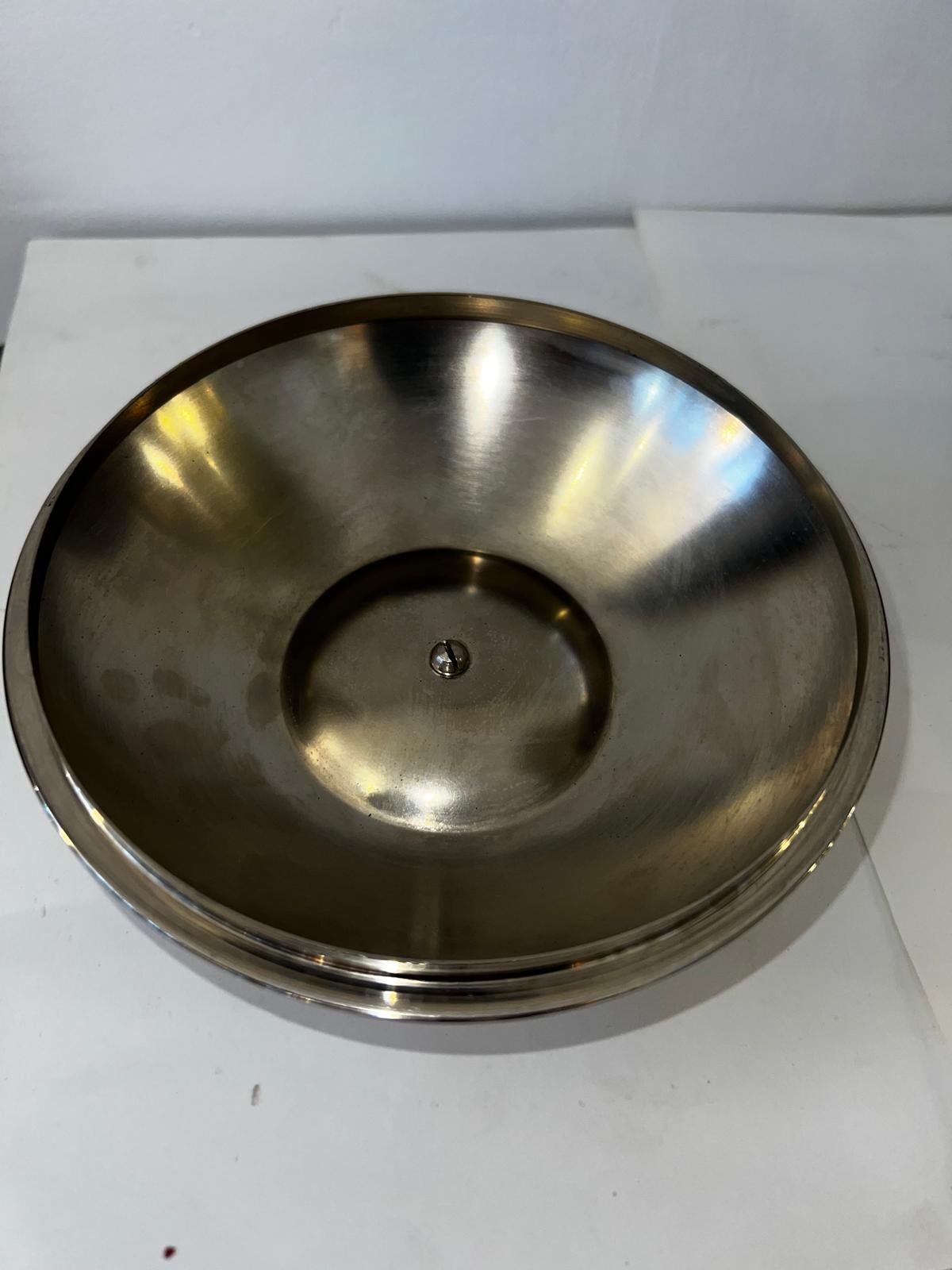 Italian 70's Circular Ice Bucket In Teak Chrome In Good Condition For Sale In London, GB