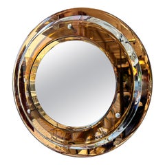Specchio circolare italiano anni '70 di Crystal Art