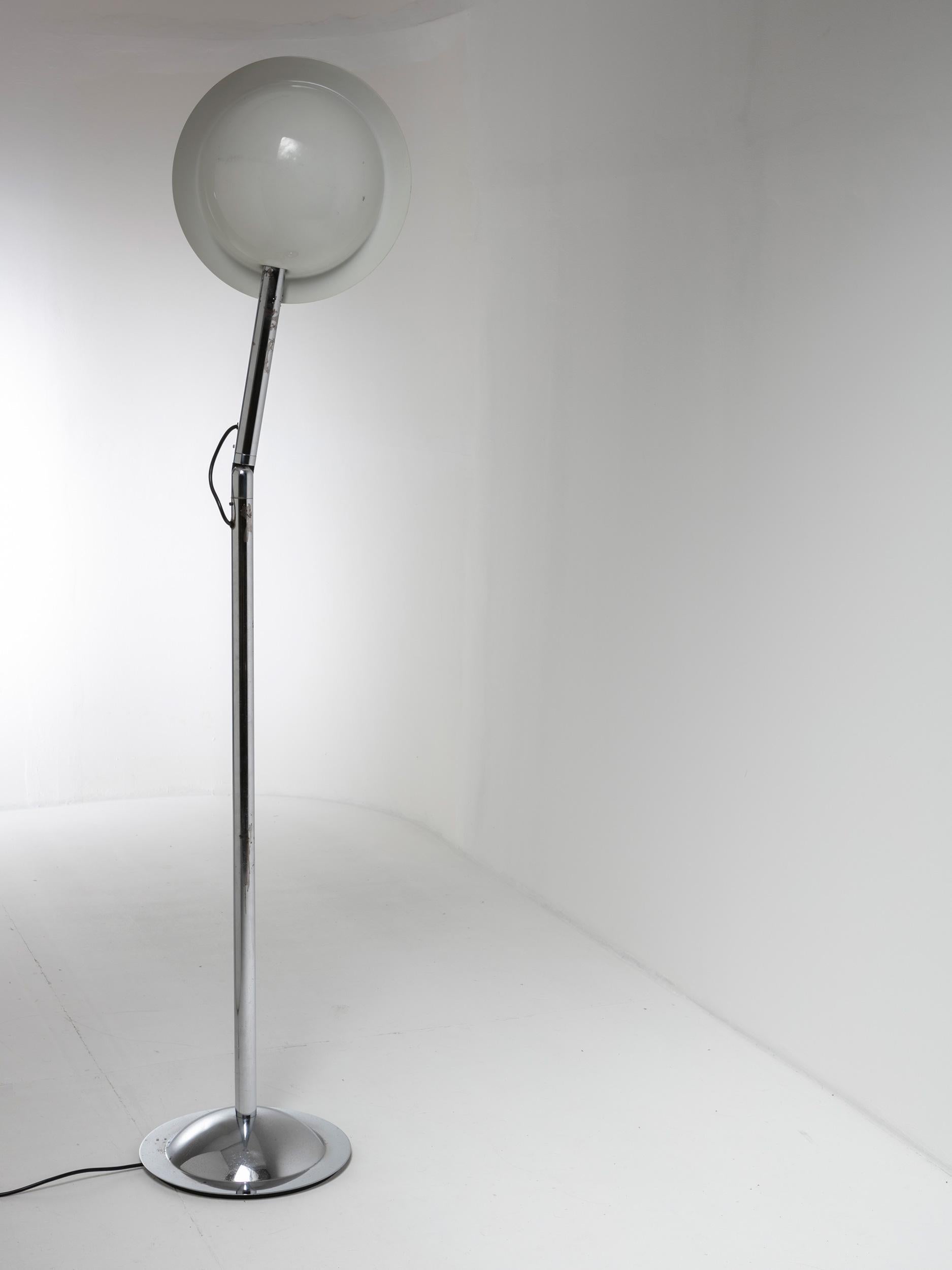 Chrome Floor Lamp by Adalberto Dal Lago for Bilumen, Italy, 1970s In Fair Condition For Sale In Milan, IT