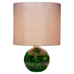 Italian 70s Green Resin Sphere Table Lamp