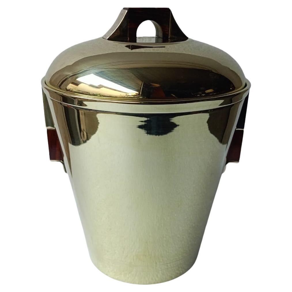 Italian 70's Ice Bucket Silver Plated Brass By Giuliano Bossi